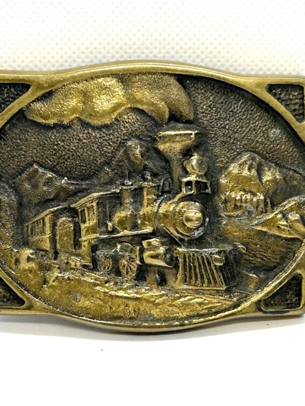 American Train Locomotive Solid Brass Belt Buckle 1976 Heritage Mint Y-1734